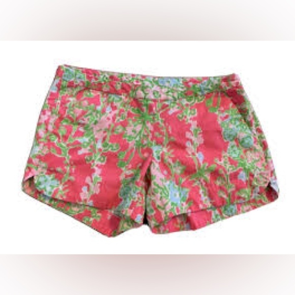 Lilly Pulitzer Adie Shorts Flamingo Pink Southern Charm 100% Cotton w Zip size 2